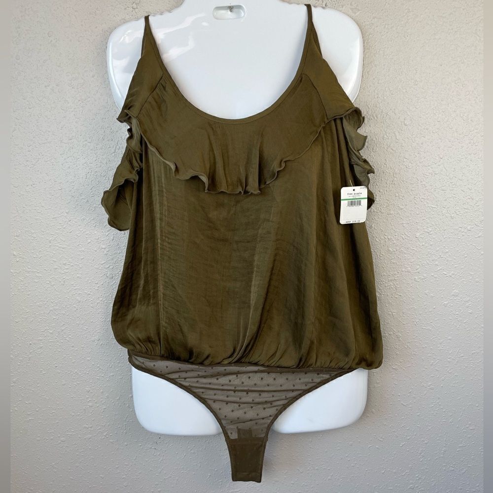 Olive Green Ruffle Women's Top